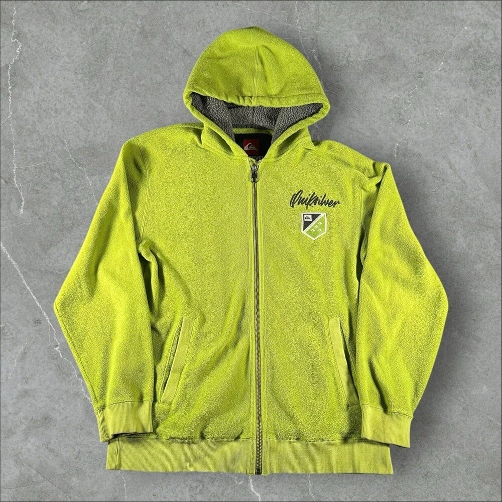 Quiksilver Hoodie Mens Large Like Green Fleece Surf Surfwear Full Zip Y2K 2000s
